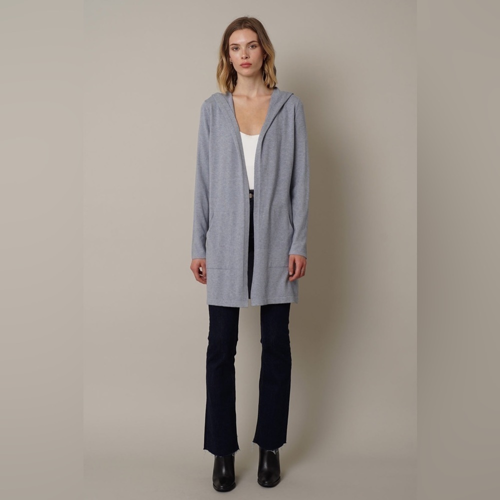 CYRUS OPEN HOODIE CARDIGAN LILY BLUE SIZE M EUC